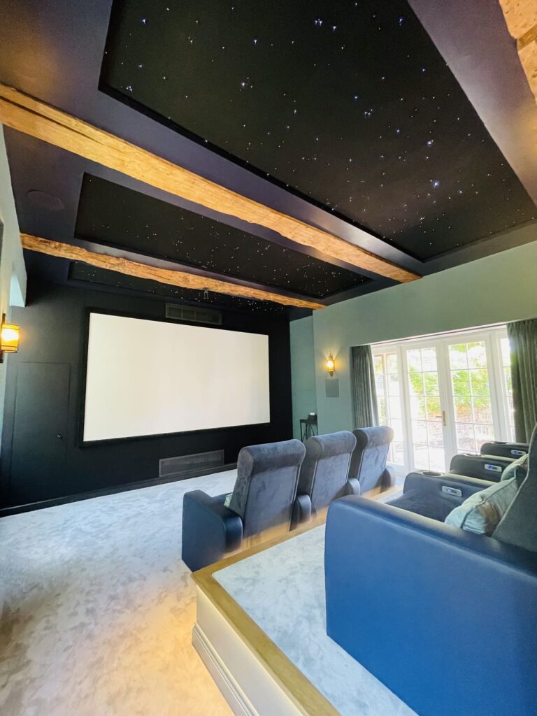 Home cinema room with the lights on