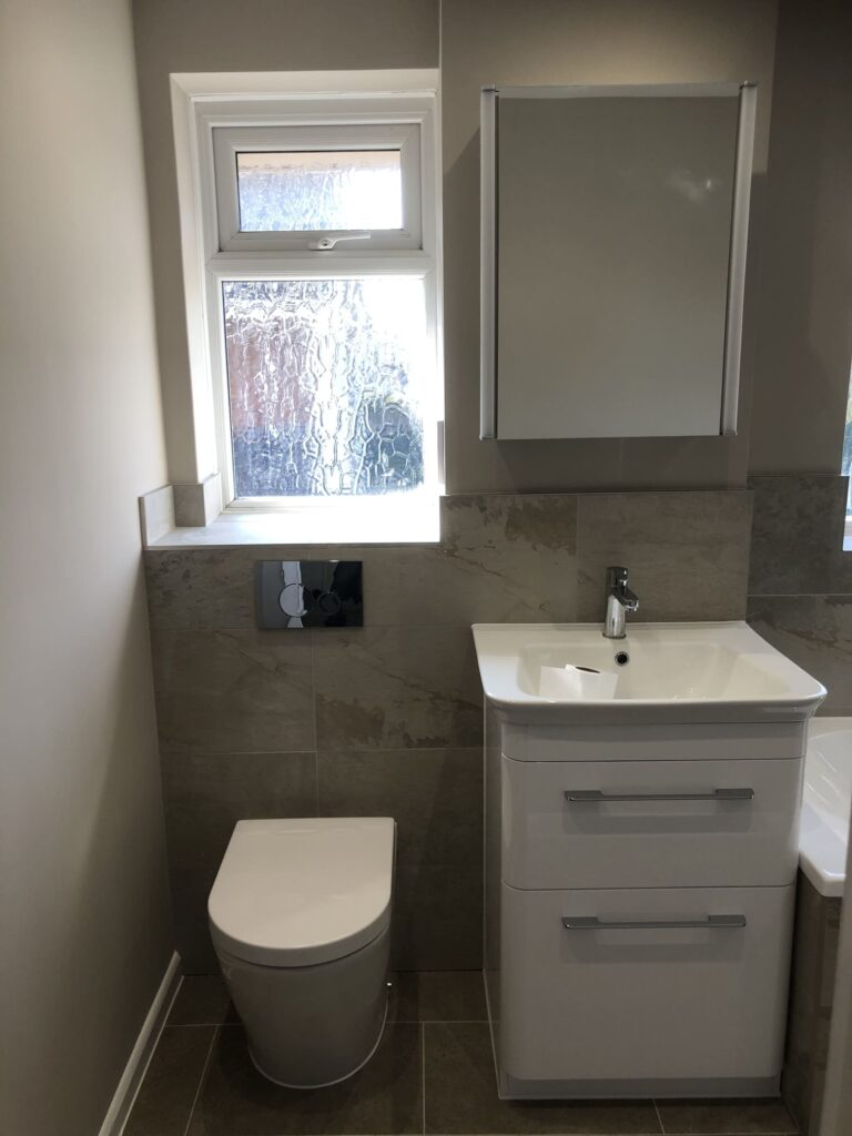 Finished bathroom renovation in East Bergholt looking at the sink