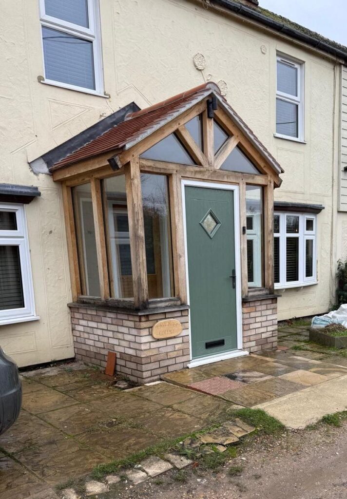 Finished exterior image of an oak porch
